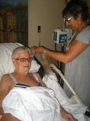 My mom, Lynne, doing Nanny's hair in the nursing facility